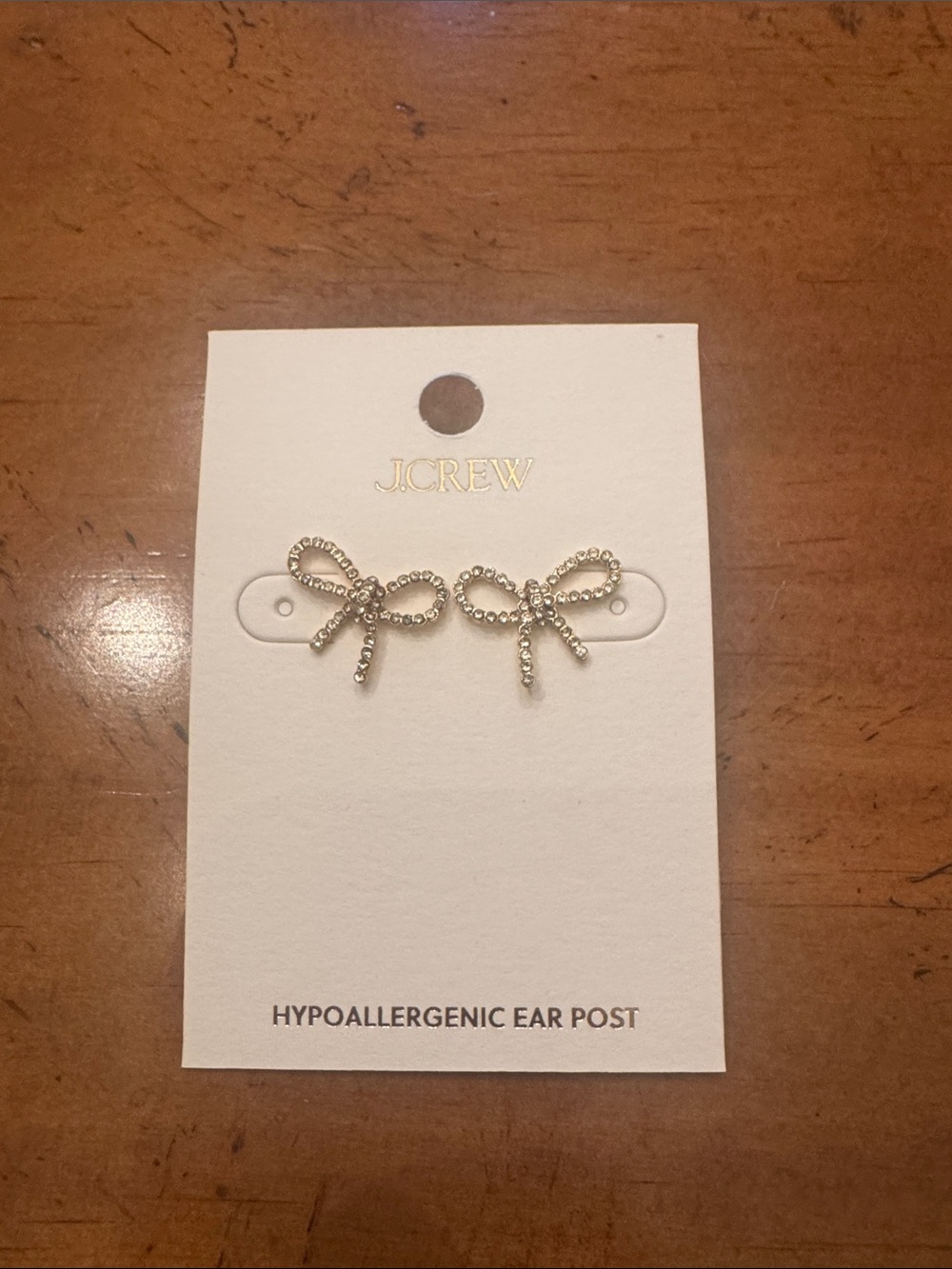 J. Crew Gold Bow Crystal Stud Earrings
